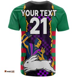 custom text and number nrl combine rabbitohs and storm t shirt