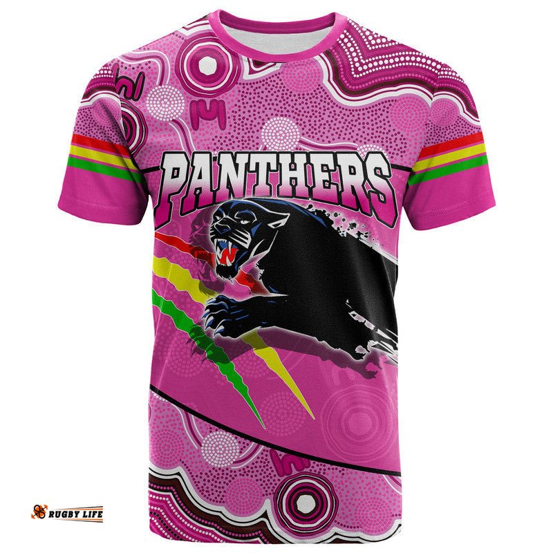custom personalised panthers rugby t shirt aboriginal basic style pink