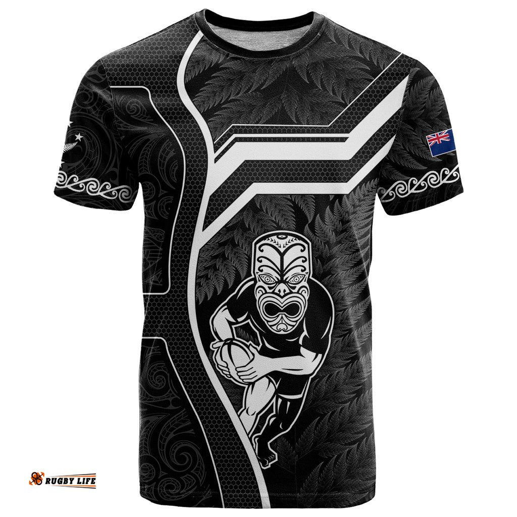 new zealand aotearoa rugby t shirt black fern maori tribal sporty style