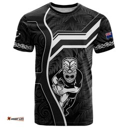 new zealand aotearoa rugby t shirt black fern maori tribal sporty style