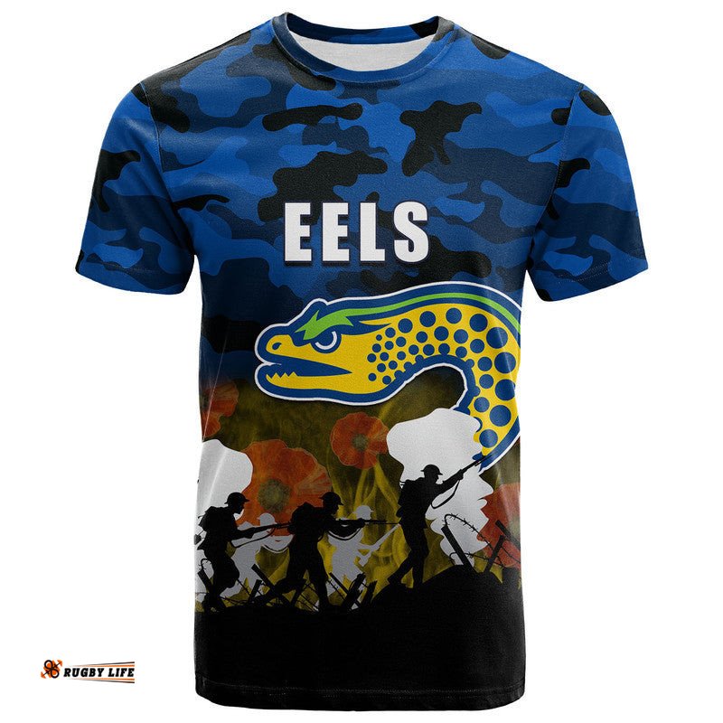 custom personalised nrl anzac day t shirt eels army style