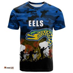 custom personalised nrl anzac day t shirt eels army style