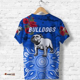 canterbury bankstown bulldogs anzac 2022 t shirt indigenous vibes blue