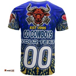 cowboys rugby t shirt custom rugby ball go cowboys aboriginal patterns t shirt