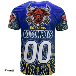 cowboys rugby t shirt custom rugby ball go cowboys aboriginal patterns t shirt