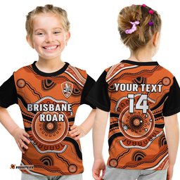 custom text and number brisbane roar football t shirt go lions aboriginal