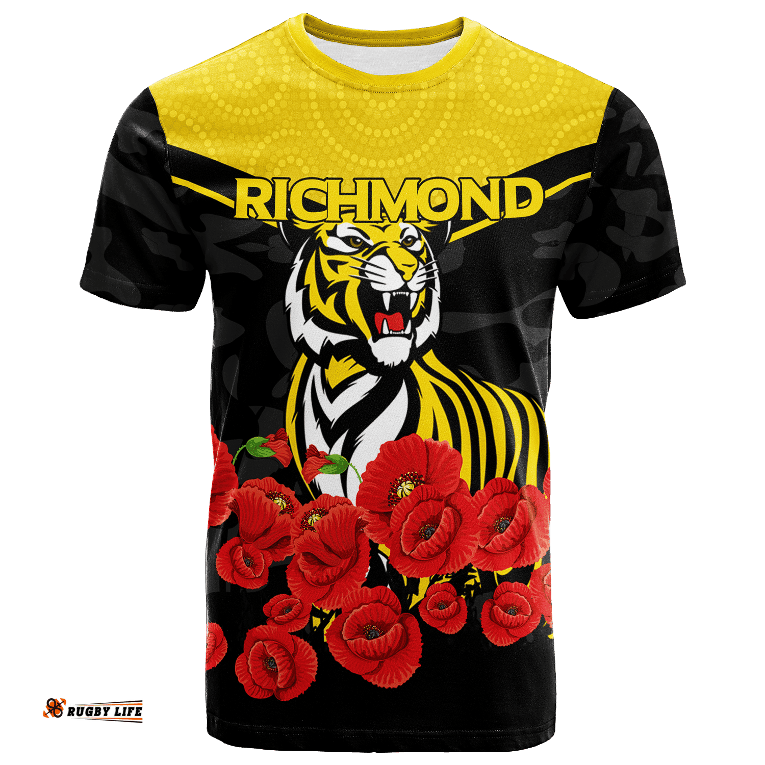 richmond anzac day indigenous art t shirt