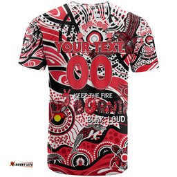 custom naidoc week 2024 saints t shirt aboriginal animals keep the fire burning dt02