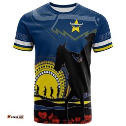cowboys rugby t shirt anzac day we will remember them
