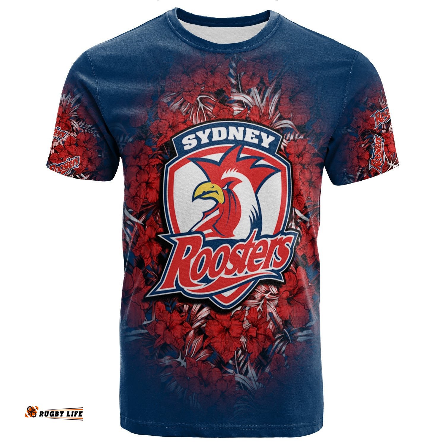 sydney roosters t shirt polynesian hibiscus tropical vintage nrl 0