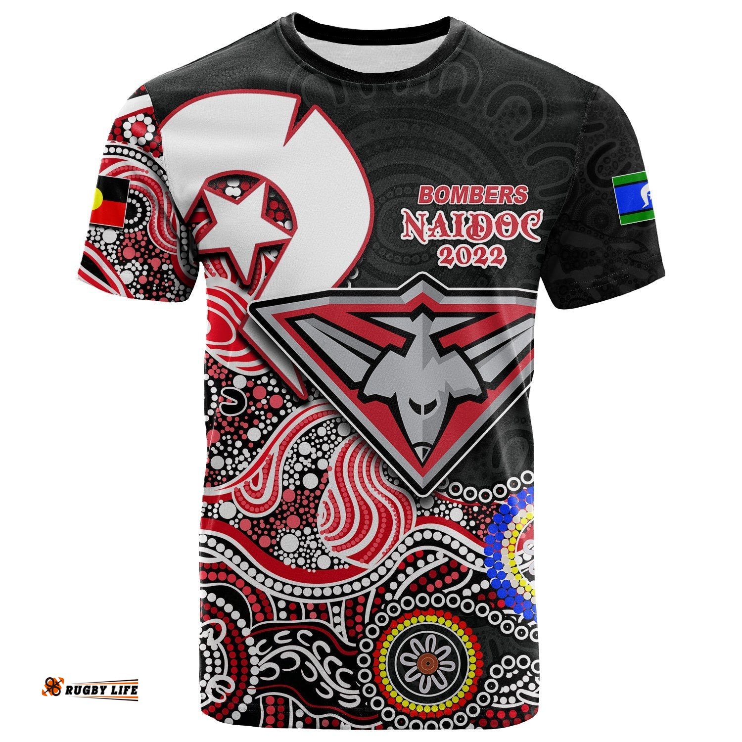 bombers australian football t shirt naidoc 2022 patterns