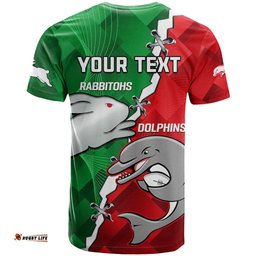 custom personalised rabbitohs mix dolphins rugby t shirt sporty style