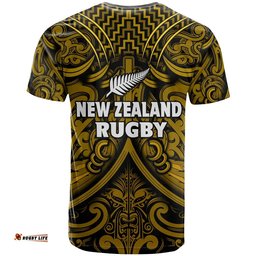 new zealand silver fern rugby t shirt all black gold nz maori pattern