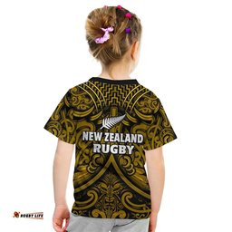 new zealand silver fern rugby t shirt all black gold nz maori pattern