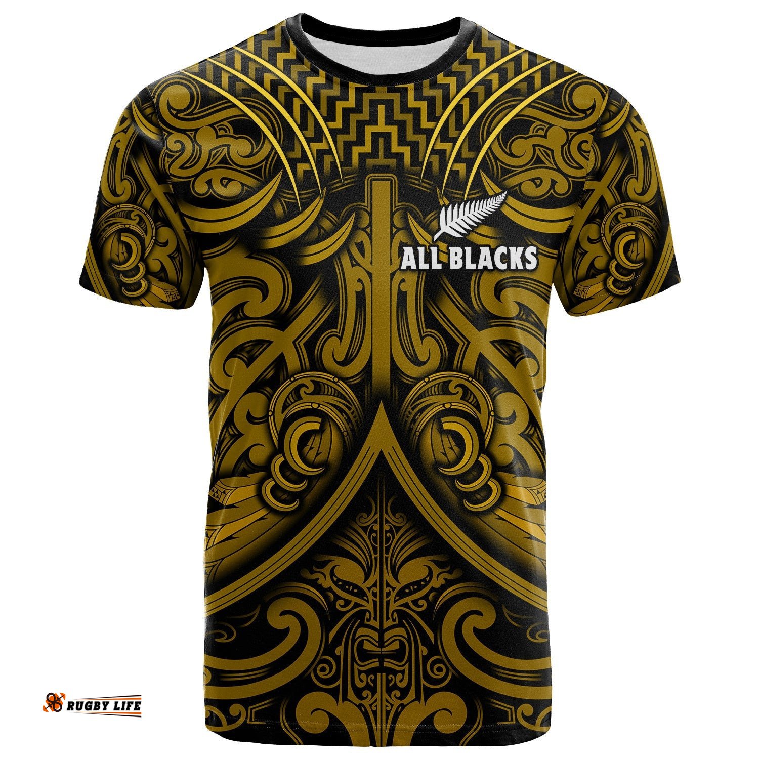 new zealand silver fern rugby t shirt all black gold nz maori pattern