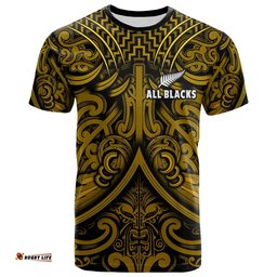 new zealand silver fern rugby t shirt all black gold nz maori pattern