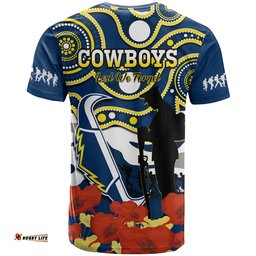 cowboys rugby anzac 2023 t shirt australian army aboriginal lest we forget