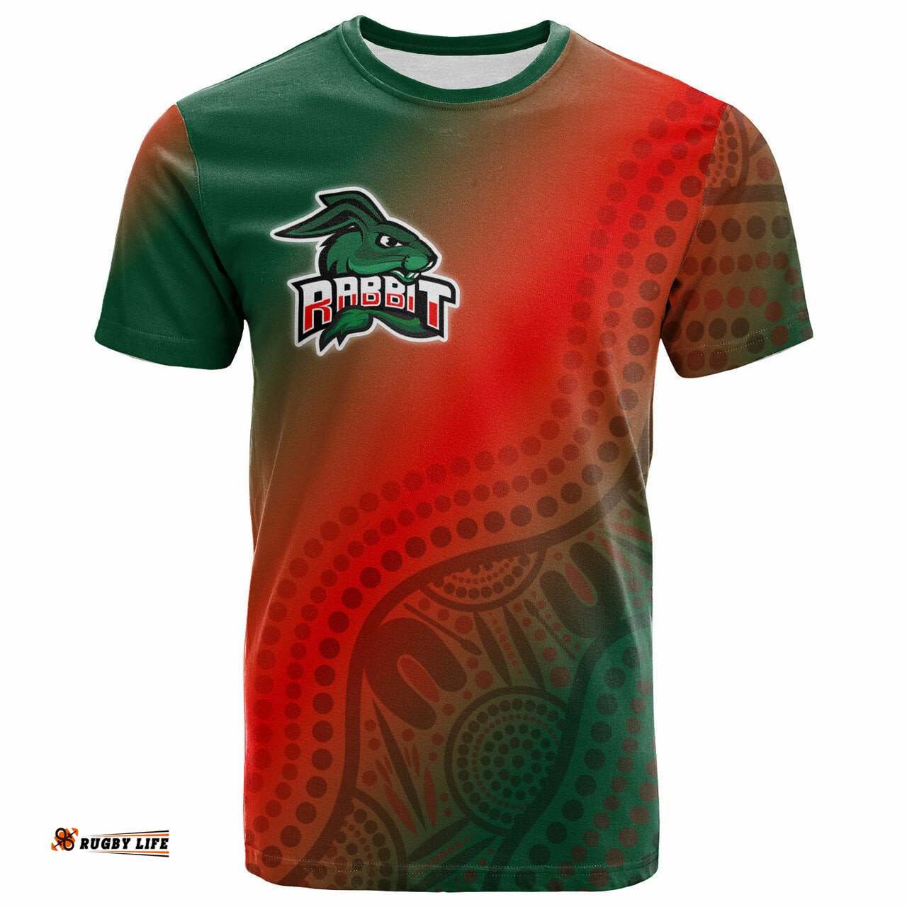 rabbitohs rugby t shirt custom rabbit sport with aboriginal patterns t shirt 0