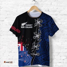 custom personalised new zealand rugby t shirt mix maori and fern