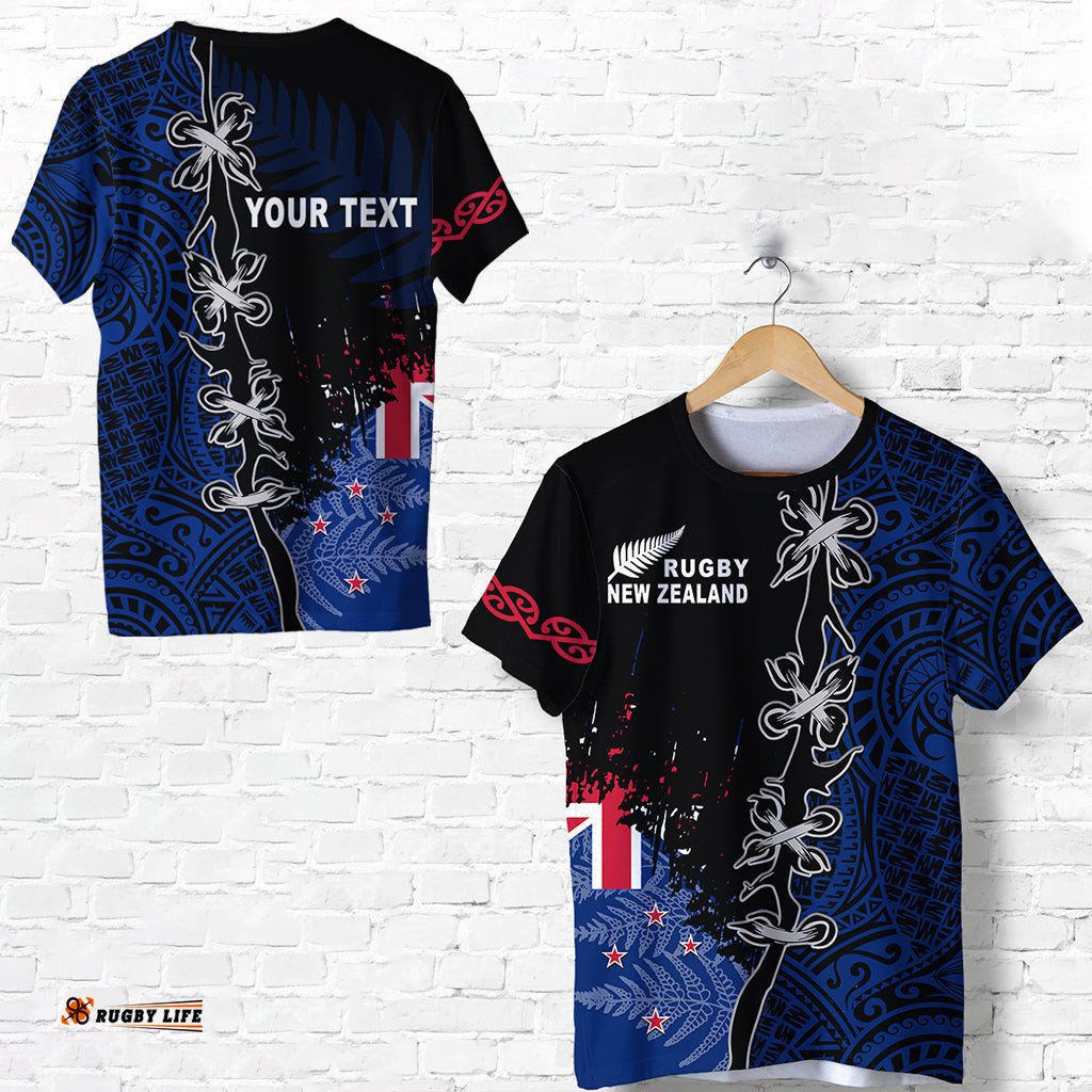 custom personalised new zealand rugby t shirt mix maori and fern