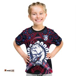 custom personalised western bulldogs football t shirt boomerang indigenous dots