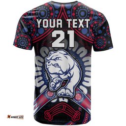 custom personalised western bulldogs football t shirt boomerang indigenous dots