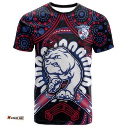 custom personalised western bulldogs football t shirt boomerang indigenous dots