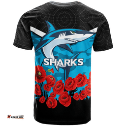 cronulla sutherland sharks anzac day indigenous art t shirt