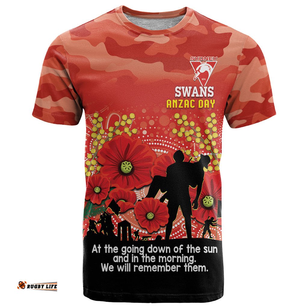 custom swans football anzac t shirt gallipoli camouflage with poppies