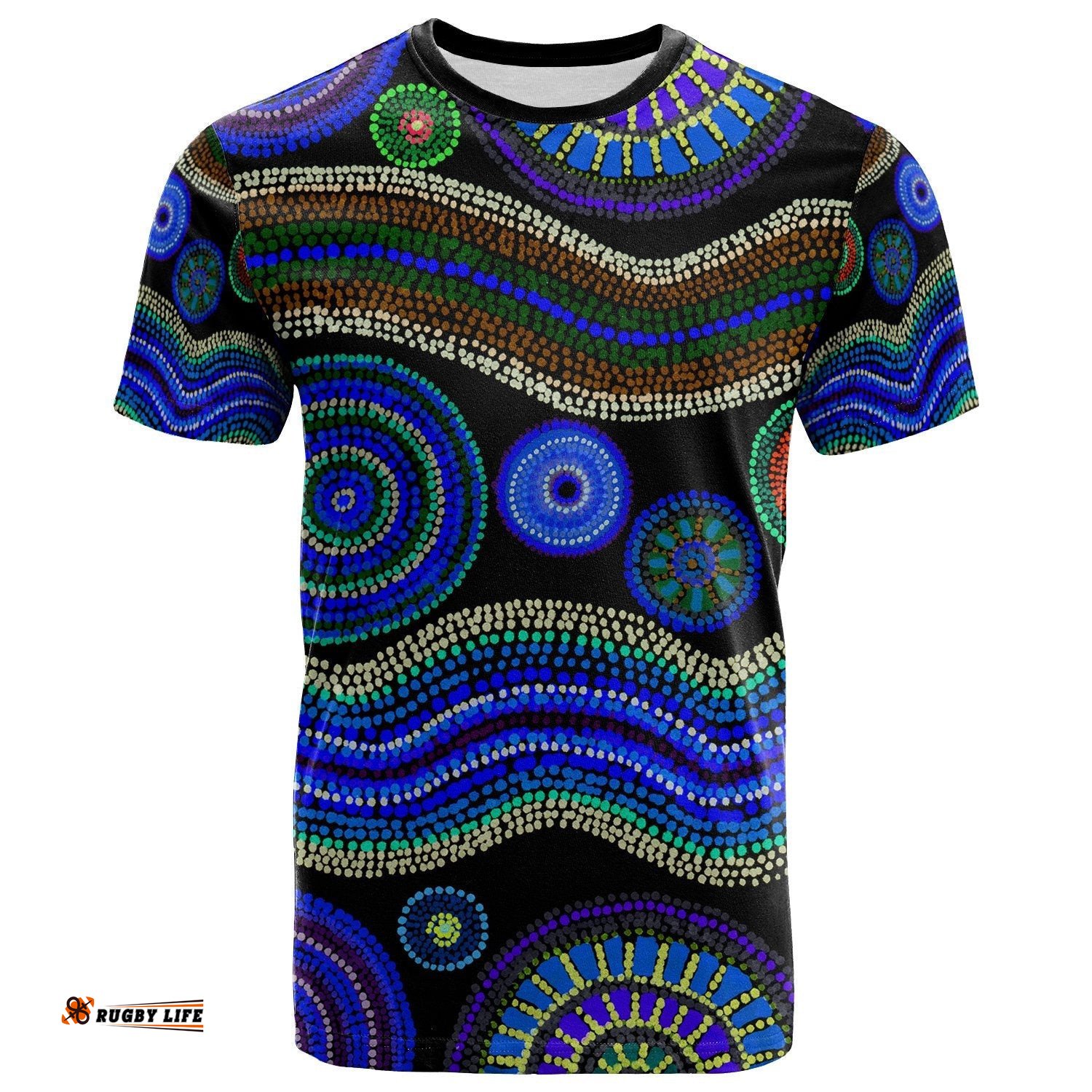 tshirt aboriginal dot unique style blue
