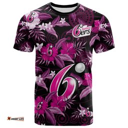 sydney sixers cricket t shirt aboriginal art mix tropical flowers