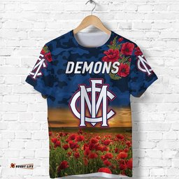 custom personalised melbourne demons anzac t shirt poppy vibes