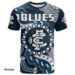 custom text and number carlton football t shirt blues 1864 boomerang indigenous artsy