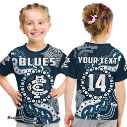 custom text and number carlton football t shirt blues 1864 boomerang indigenous artsy