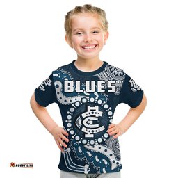 custom text and number carlton football t shirt blues 1864 boomerang indigenous artsy