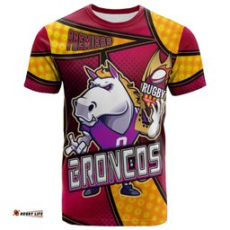broncos rugby t shirt custom broncos horse rugby nrl grand final with dot painting personalised player and number t shirt