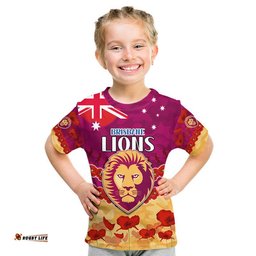 brisbane lions football anzac t shirt lest we forget
