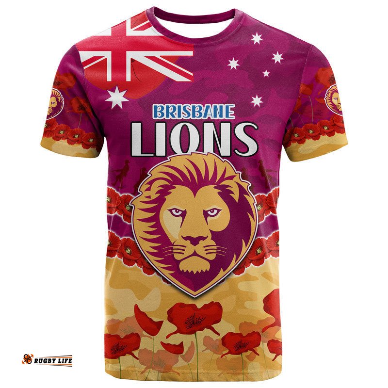 brisbane lions football anzac t shirt lest we forget