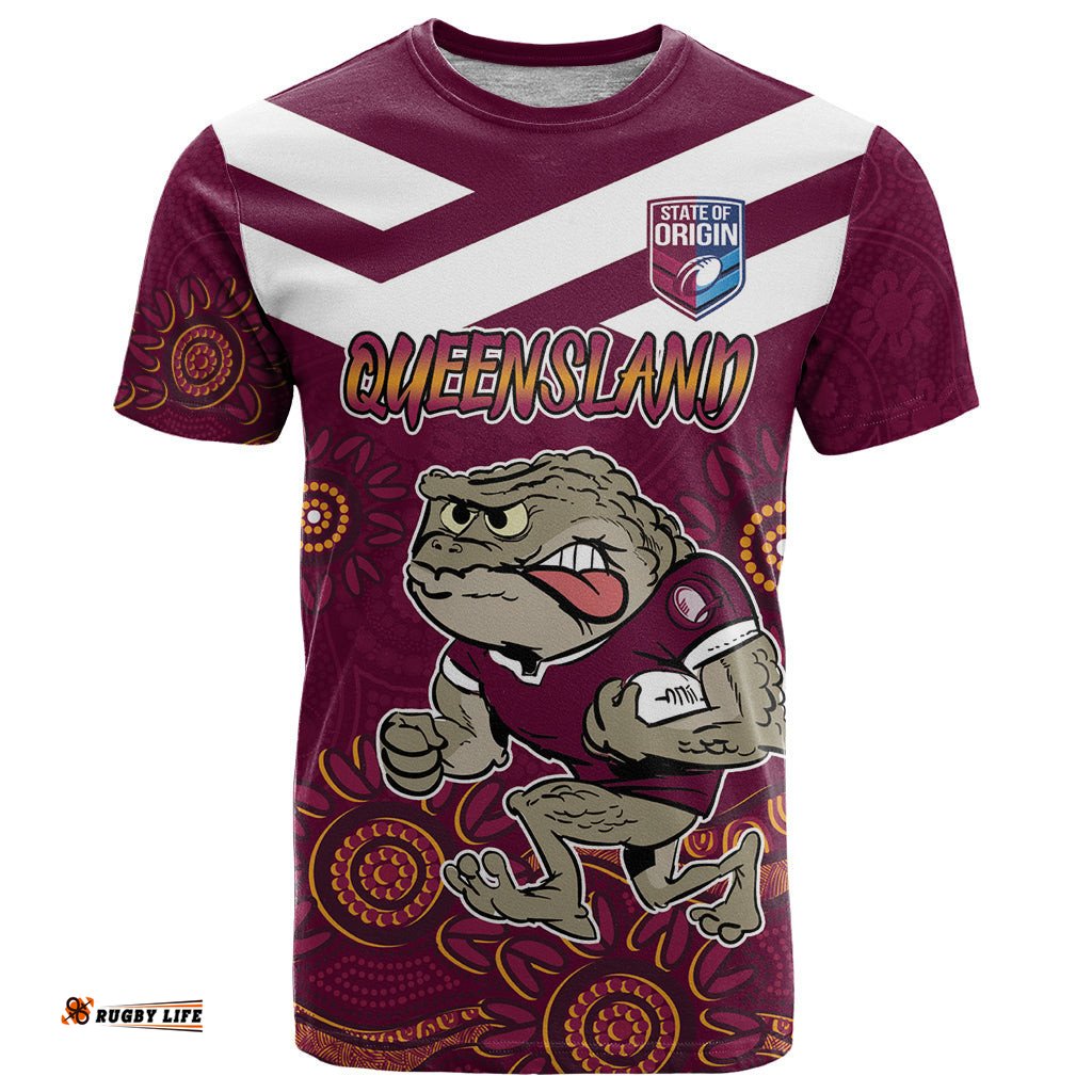 custom qld maroons cane toad blooded aboriginal inspired t shirt