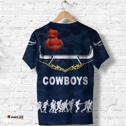 custom personalised north queensland cowboys t shirt anzac day camouflage vibes navy