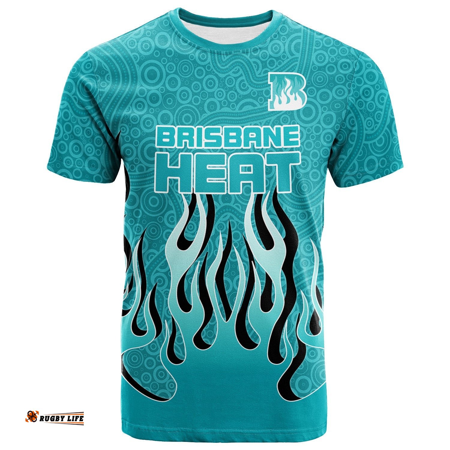 brisbane heat t shirt aboriginal style of dot fire