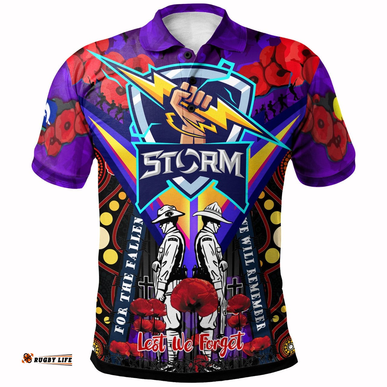 storm rugby anzac day watercolour t shirt custom remembrance melbourne storm with poppy flower