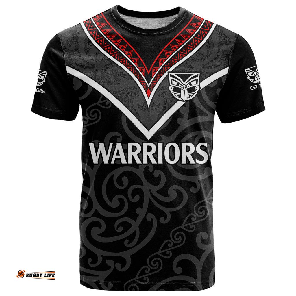 custom text and number new zealand warriors rugby t shirt proud to maori warriors