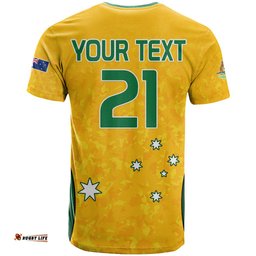 custom text and number australia soccer t shirt socceroos with kangaroo matildas 2023