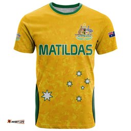 custom text and number australia soccer t shirt socceroos with kangaroo matildas 2023