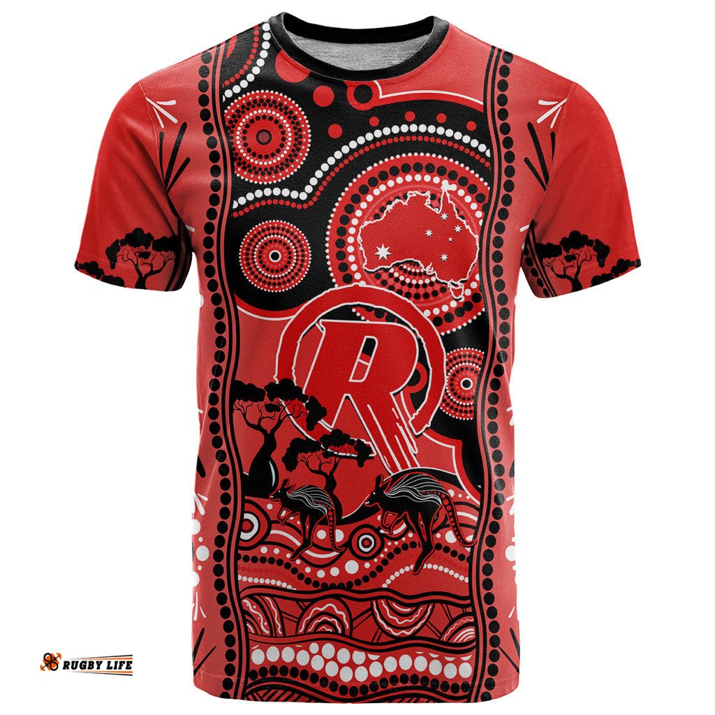 custom melbourne renegades cricket t shirt happy australia day aboriginal art