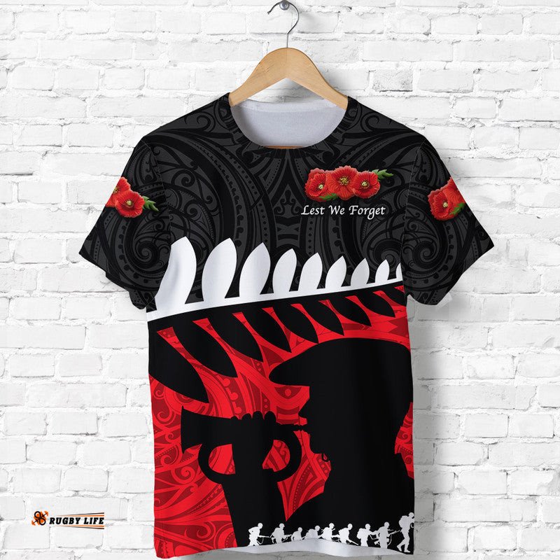 new zealand maori anzac t shirt remembrance soldier black
