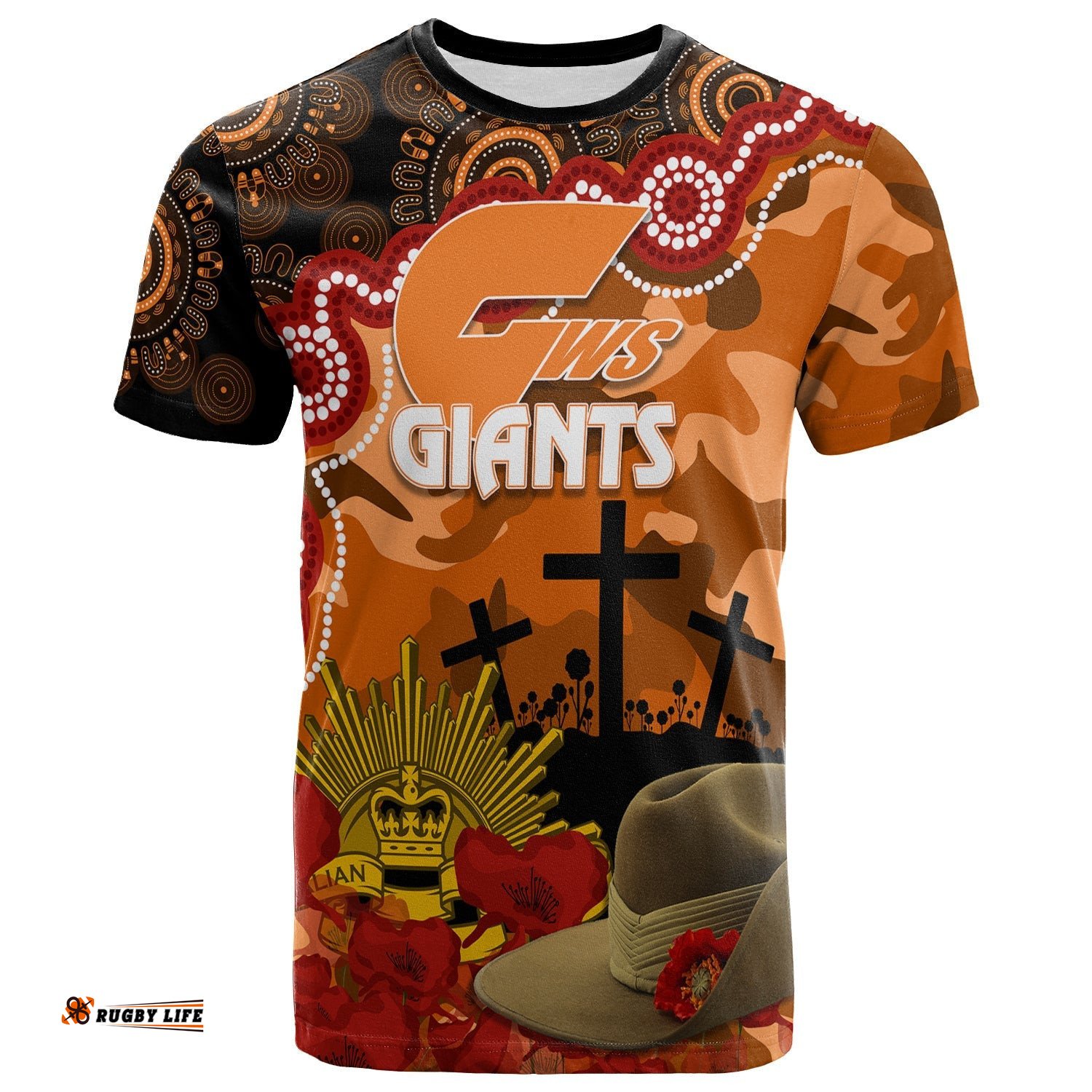 the giants football anzac 2023 t shirt aboriginal mix slouch hat