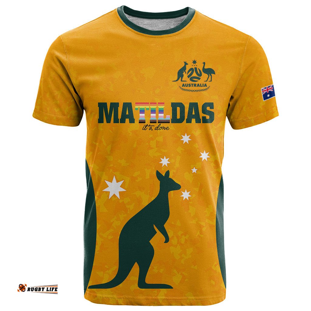 custom australia matildas pride with kangaroo t shirt