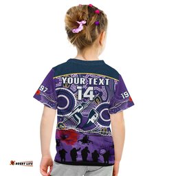 custom text and number melbourne storm rugby anzac t shirt indigenous poppy australian army